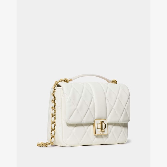NWT Kate Spade Carey Quilted Small Flap Crossbody Shoulder Bag Meringue KM708 - Picture 3 of 5